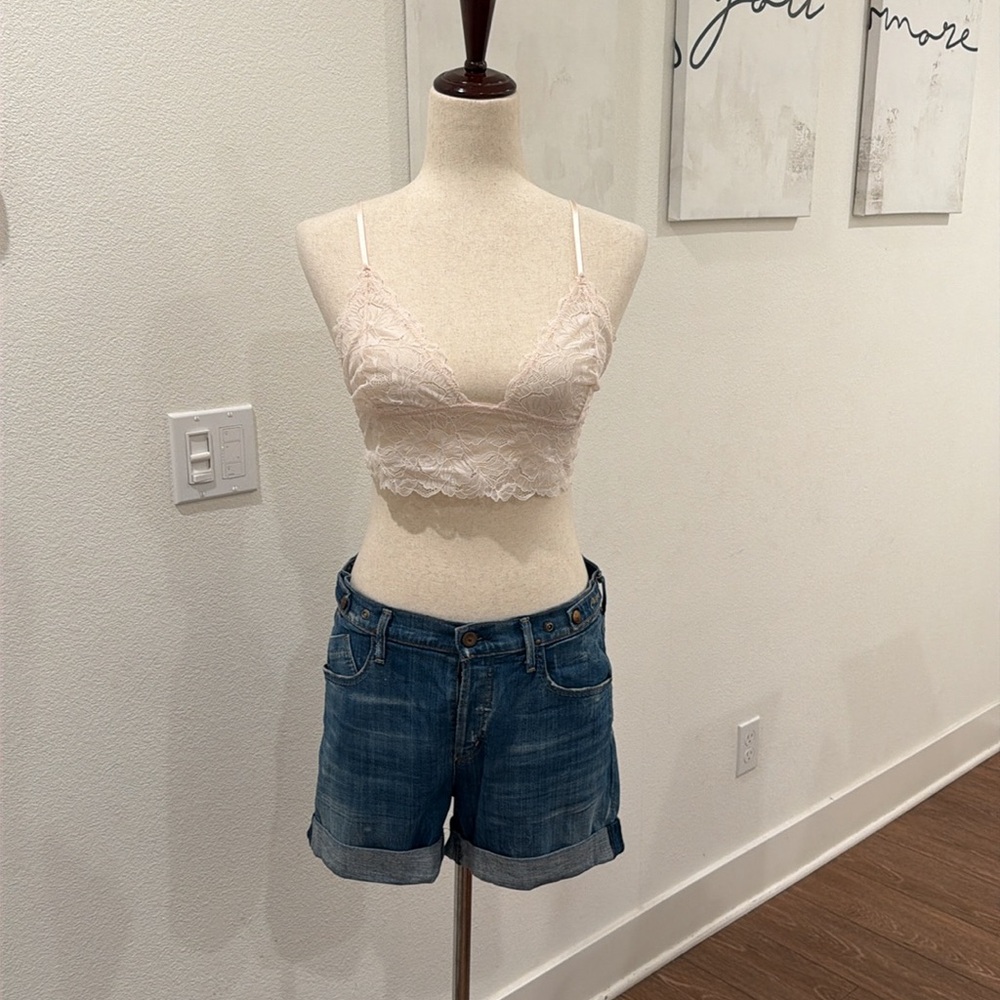 Goldsign Medium Blue Rolled-Hem Denim Shorts